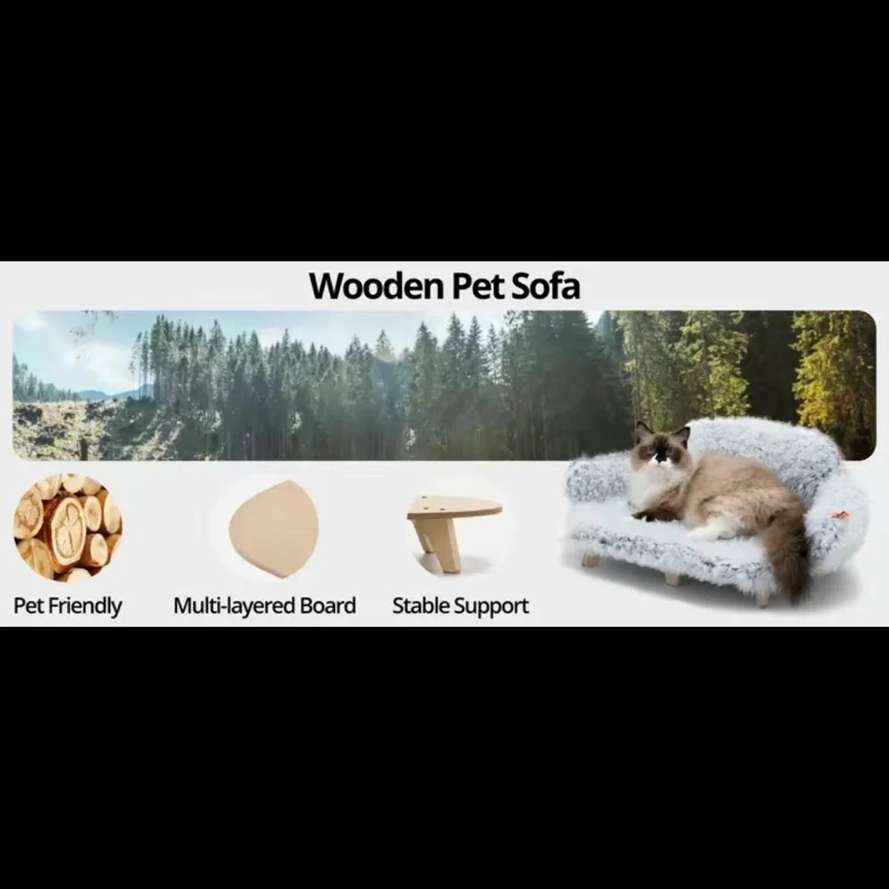 Wooden Cat Bed Cat sofa with Removable Washable Cove